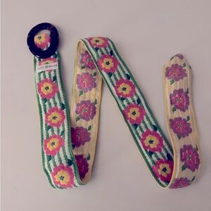 Hadley Pollet Zinnia Reversible Belt with Tortoise Shell Buckle